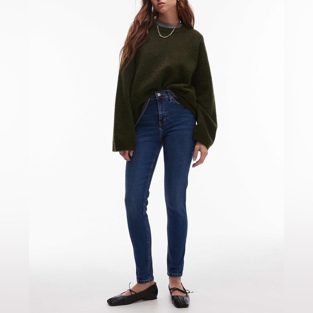 Topshop Jamie Skinny Jeans High Rise Ankle Length Dark Indigo Blue Size 26